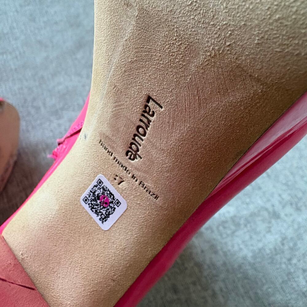 $500 Larroudé Dolly Boots in Pink Patent Leather - Picture 4 of 9